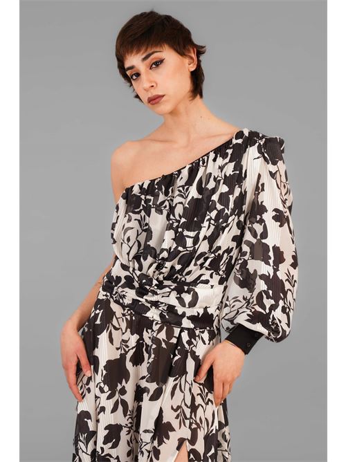 Abito in georgette fantasia Double C | G015-103BIANCO/NERO